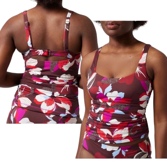 NWT ATHLETA square neck Tankini 34 D/DD swim top new hero bloom decadent - Picture 1 of 7